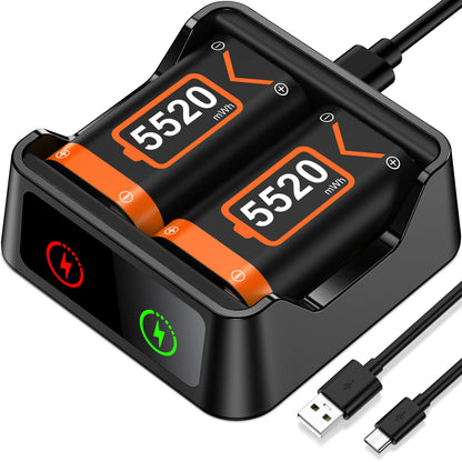 BEBONCOOL C100 Rechargeable Battery Pack – 2×5520mWh Batteries with Charging Cable for Xbox Series S/X & Xbox One S/X/Elite
