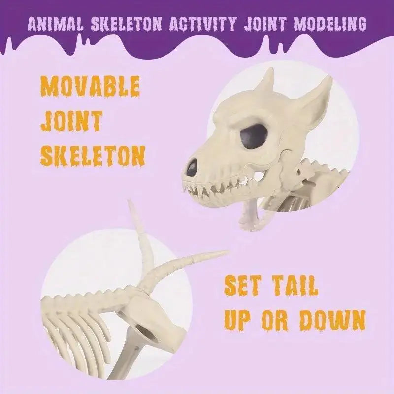 Halloween Little Wolf Skeleton Decoration – Creative Animal Skeleton Ornament for Indoor Outdoor Home & Garden Decor