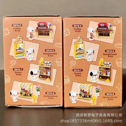 Genuine Snoopy Blind Box Toy — Cartoon Supermarket & Garden Furniture Building Blocks for Kids