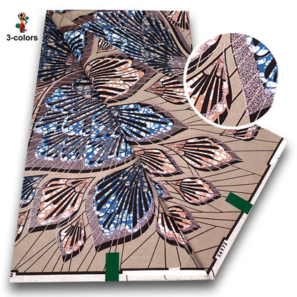 100% Cotton African Wax Print Fabric - Soft Golden Ankara Pagne for Nigerian Fashion & Traditional Wear