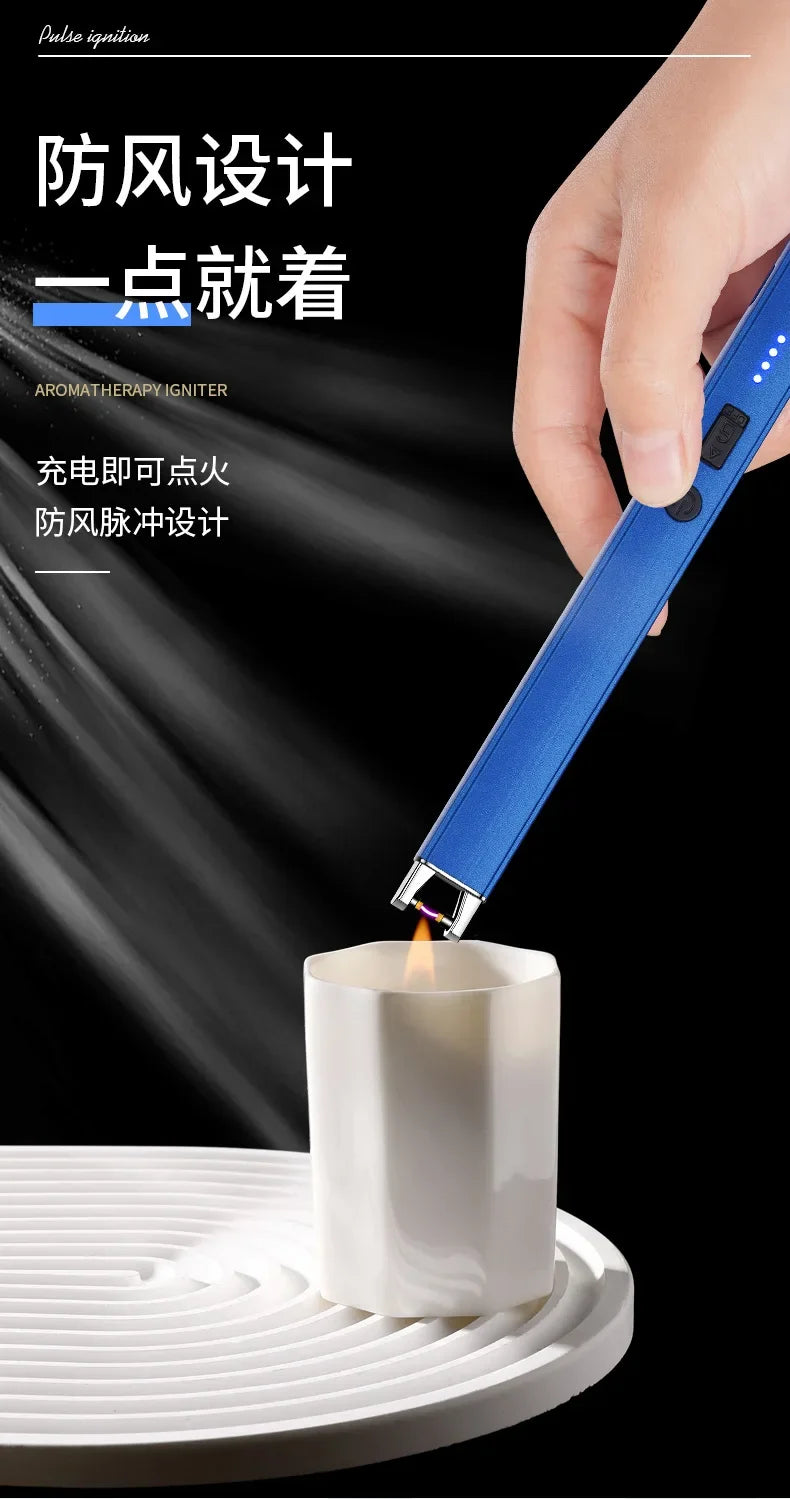 Windproof Pulse Arc USB Lighter — Electronic Electric Igniter with Safety Lock & Battery Display for BBQ & Kitchen