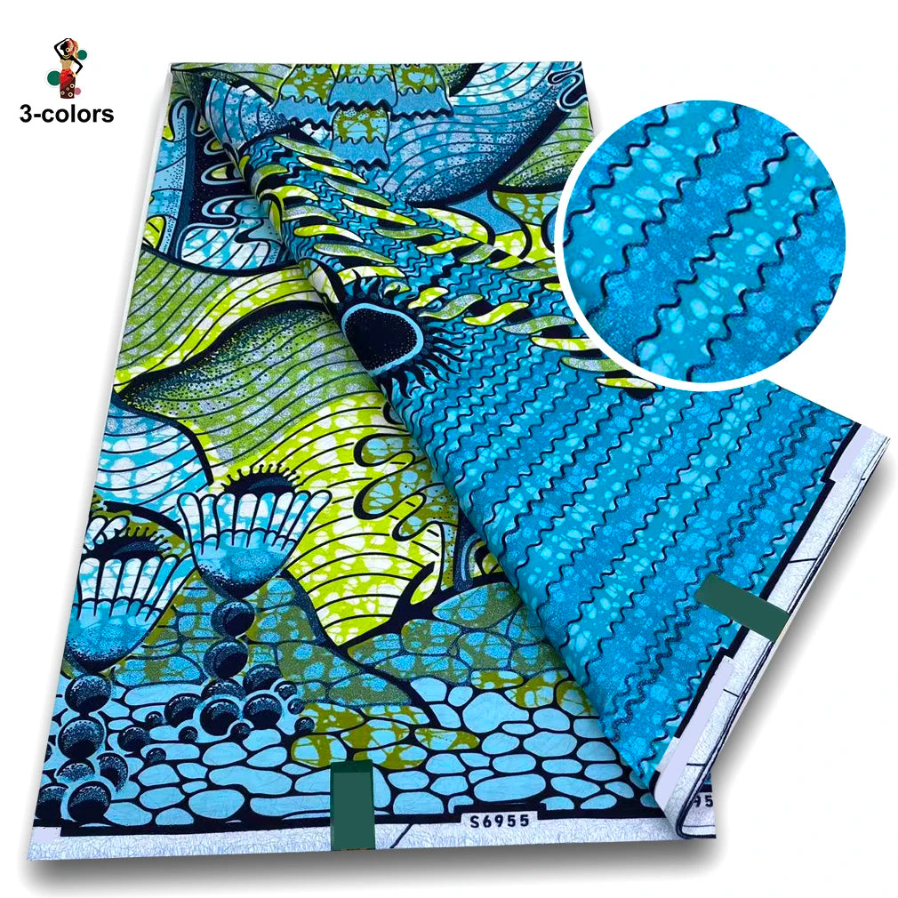 100% Cotton African Wax Print Fabric - Soft Golden Ankara Pagne for Nigerian Fashion & Traditional Wear