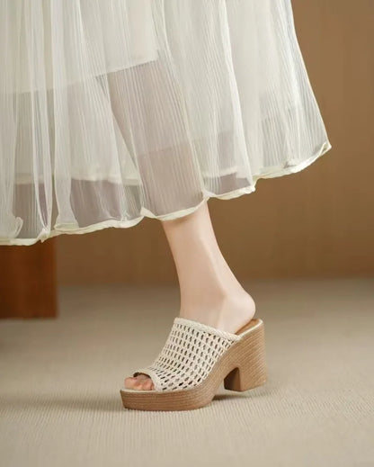 Women’s Platform High Heel Summer Sandals – Thick Sole Casual Slip-On Shoes