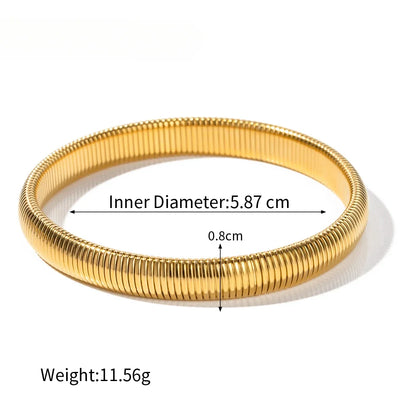 Stainless Steel Flex Snake Chain Cuff Bracelet – 18k Gold Plated Wide Bangle Fashion Jewelry for Women Gifts