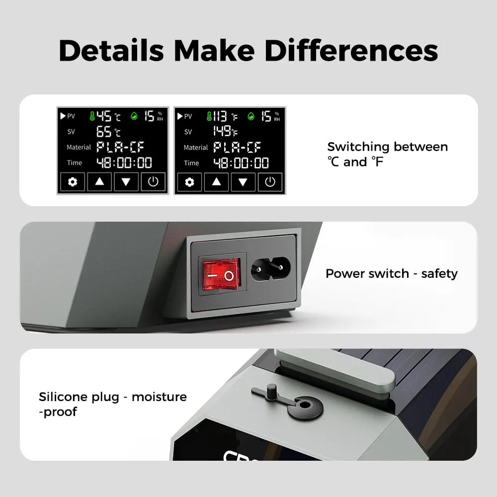 Creality Filament Dryer Box - Space PI Model for 1KG Spools, One-Key 12 3D Printer Filament Dehydrator, 48h Timer, 45℃-70℃, 360° PTC Heating