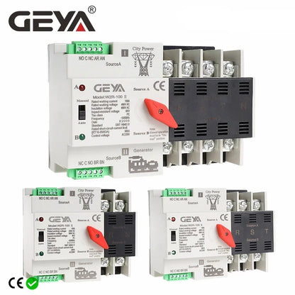GEYA W2R Dual Power Automatic Transfer Switch - 110V 220V Household ATS Circuit Switch 63A 100A 50/60Hz Backup Power Controller