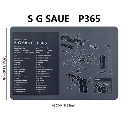 Gun Cleaning Rubber Mat Mouse Pad – AR15, AK47, Remington 870, GLOCK Gen4/Gen5, CZ-75, P220, P226, P229, Beretta 92, 1911 3D Work Mat