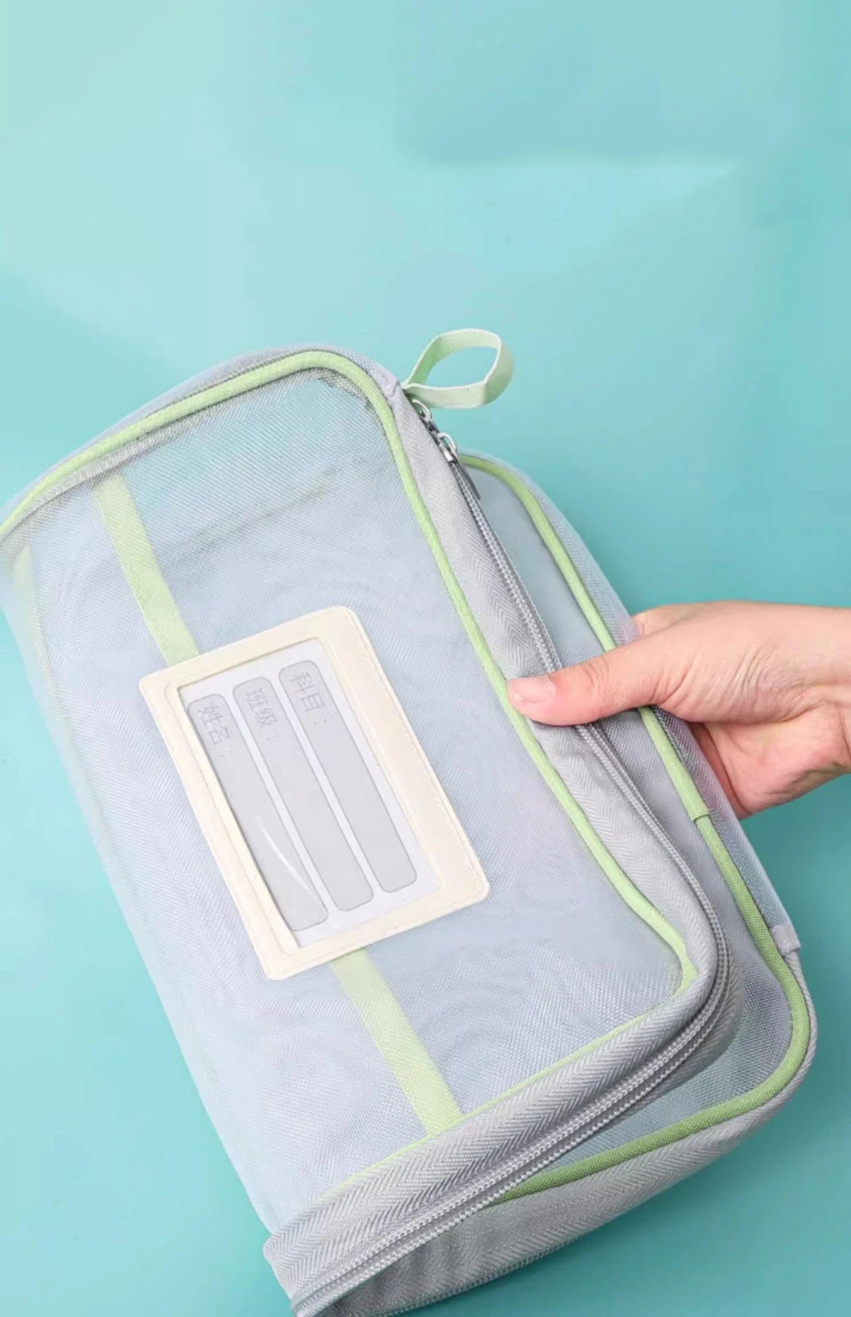 A4 Double Layer Mesh Zipper Storage Bag – Large Capacity Stationery Organizer Folder for School and Office Supplies