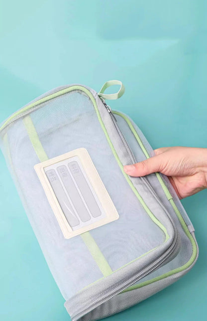 A4 Double Layer Mesh Zipper Storage Bag – Large Capacity Stationery Organizer Folder for School and Office Supplies