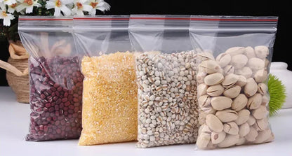 100pcs 50 Micron Clear PE Zip Lock Bags – Reclosable Plastic Pouches for Candy, Cookies & Dried Fruits