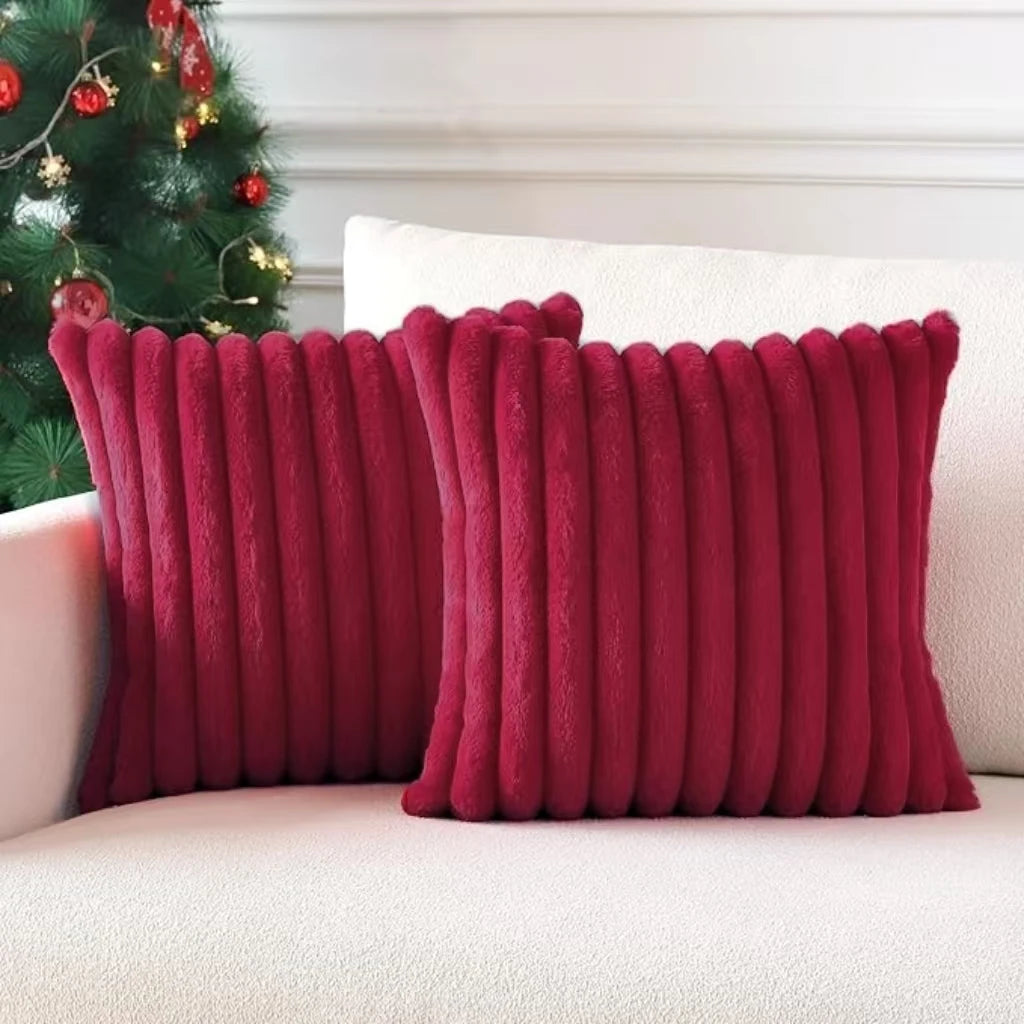Luxurious Plush Striped Pillowcases – Soft Decorative Cushion Covers for Sofa Interiors