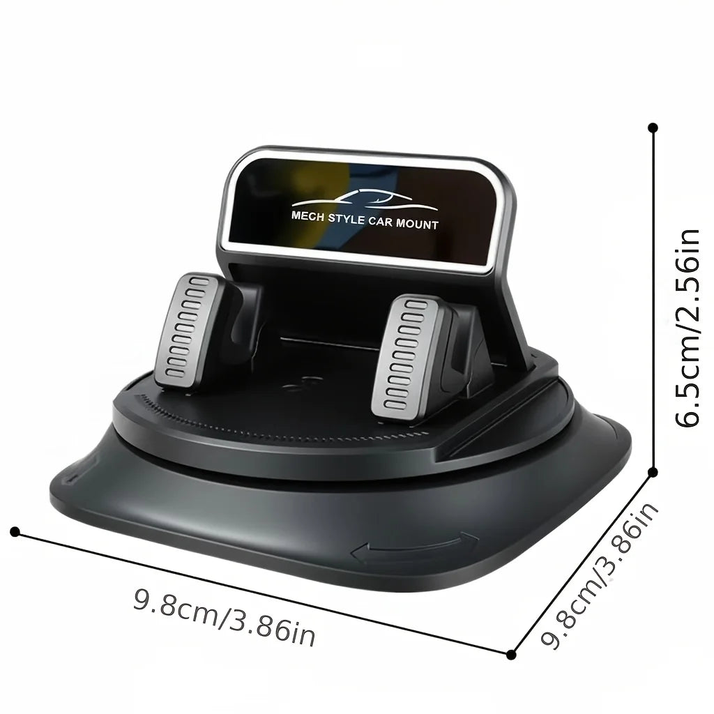 Car Center Console Phone Holder - 360° Rotating Anti-Slip Dashboard Navigation Stand
