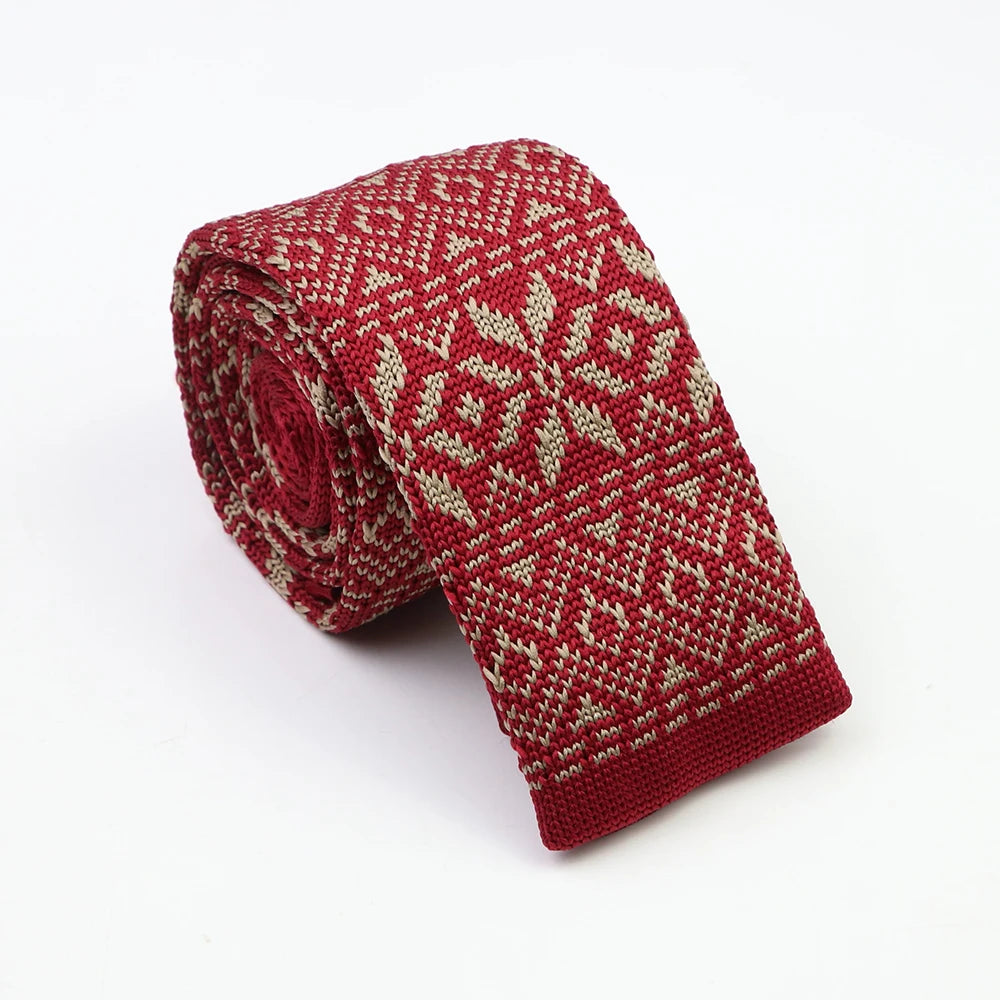 Classic Knit Neck Tie for Men — 6cm Plaid & Dots Casual Business Wedding Tie