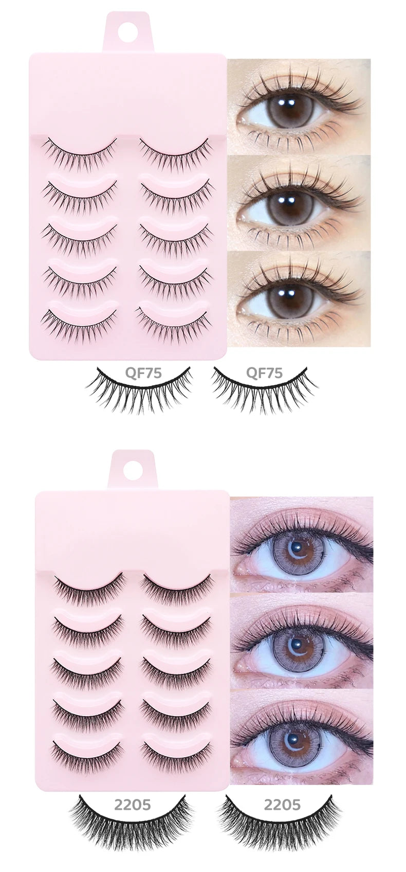 DINGSEN 5 Pairs Manga Style False Eyelashes — Soft, Natural, Long Anime Wispy Strip Lashes for Makeup