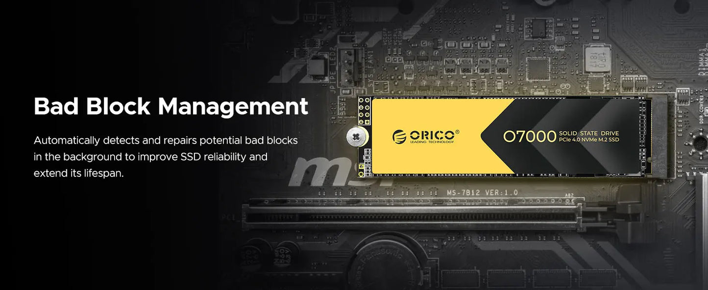 ORICO PCIe 4.0 M.2 NVMe SSD O7000 – 7400MB/s Internal Solid State Drive for PS5 Gaming & Content Creators (1TB/2TB/4TB, M Key 2280)