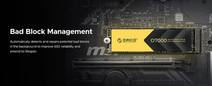 ORICO O7000 PCIe 4.0 7400MB/s M.2 NVMe SSD – Internal Solid State Drive for PS5, Gaming & Content Creators (M.2 M Key 2280)