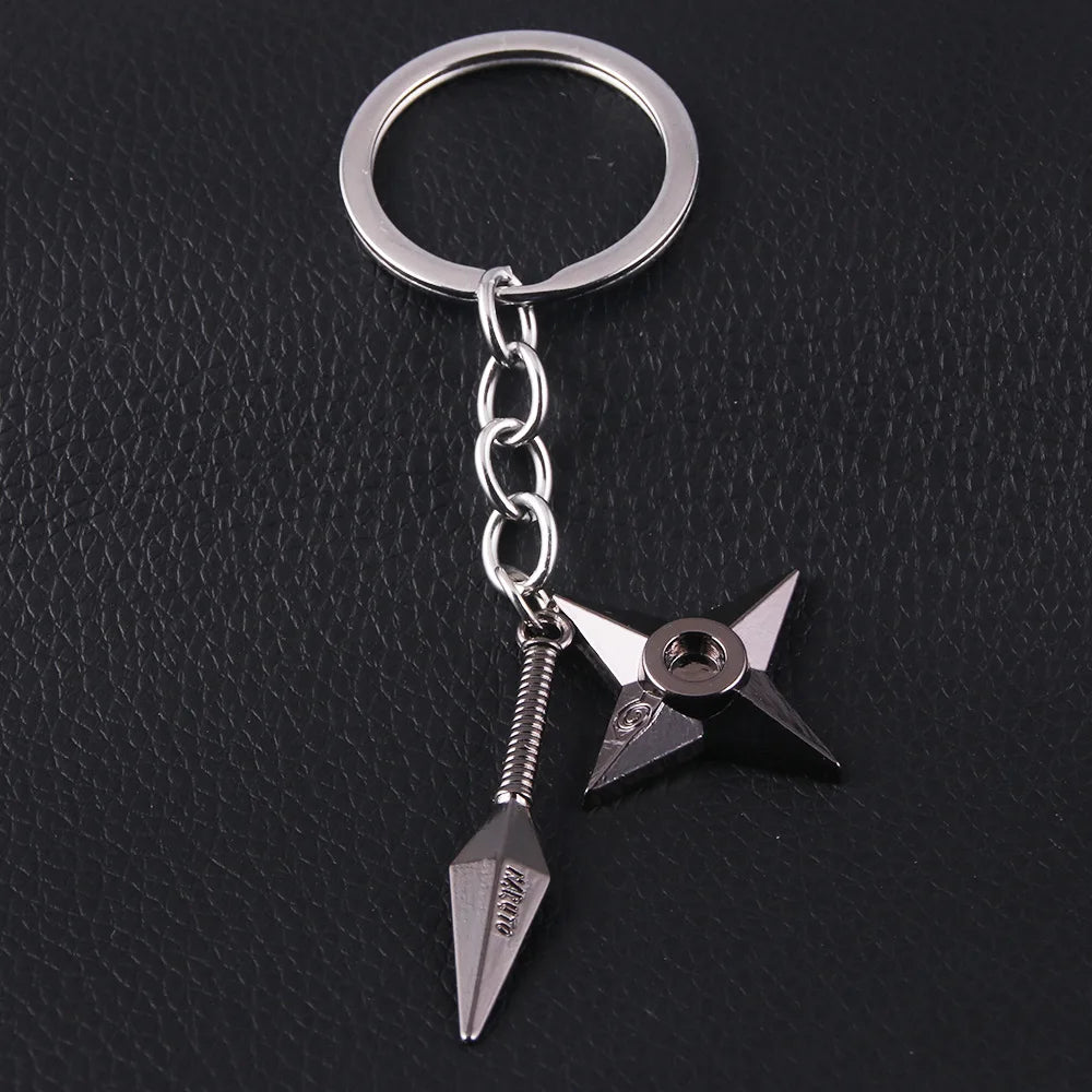 Anime Ninja Kunai & Shuriken Keychain – Metal Cosplay Prop Pendant for Men & Women, Anime Fan Jewelry Bag Charm Gift