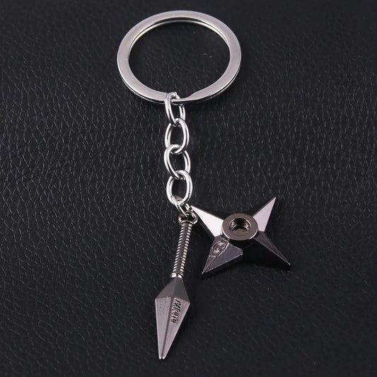Anime Ninja Kunai & Shuriken Keychain – Metal Cosplay Prop Pendant for Men & Women, Anime Fan Jewelry Bag Charm Gift
