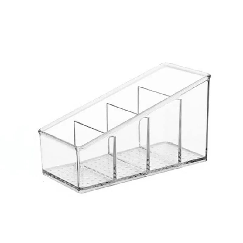 4-Grid Desktop Organizer – Remote Control, Phone & TV Holder, Desk Storage Box for Cosmetics, Brushes, and Office Supplies