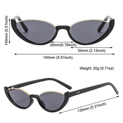 Trendy Small Cat Eye Sunglasses - Vintage Half-Frame Shades for Men and Women, Fashionable Eyewear for Driving and Cycling