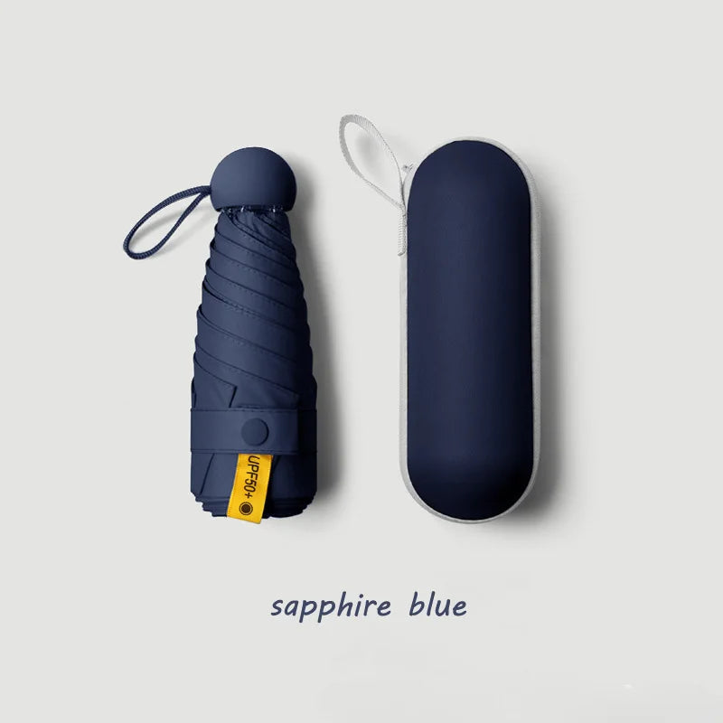 Mini Capsule Umbrella – Portable Sun & Rain Protection, UV Coating, 6 Reinforced Ribs, Compact Travel Outdoor Umbrella