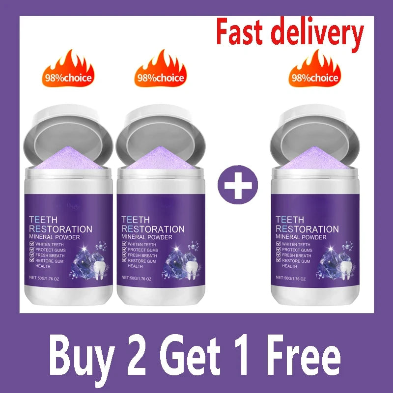 Teeth Restoration Mineral Powder — Enamel Strengthening & Whitening Dental Care Supplement