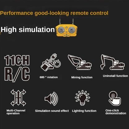 4WD RC Excavator Alloy Dump Truck Bulldozer | Remote Control Construction Vehicle Toy for Kids
