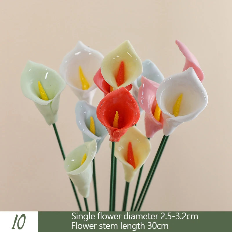 5PCS Handmade Ceramic Flowers – High-Temperature Simulation Eternal Life Flower Decorations, Creative Home & Gift Decor