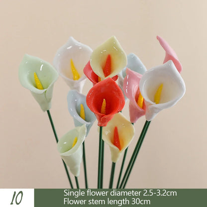 5PCS Handmade Ceramic Flowers – High-Temperature Simulation Eternal Life Flower Decorations, Creative Home & Gift Decor