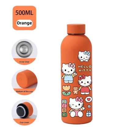 Sanrio Hello Kitty Insulated Sport Bottle — Double-Layer Stainless Steel Vacuum Cup, Small Mouth Coffee Bottle, Angel Color Frosted Finish