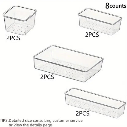 28PCS Clear Drawer Organizer Set - Multi-Size Storage Trays for Bathroom Vanity Kitchen & Bedroom