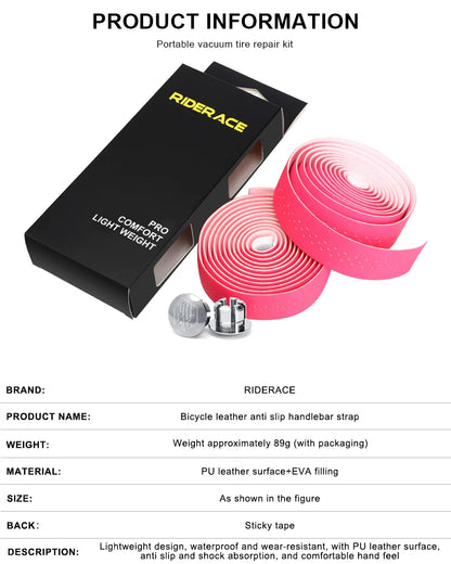 RIDERACE Bicycle Handlebar Tape – Anti-Slip PU EVA Breathable Damping Straps for Road Bike Anti-Vibration Grip