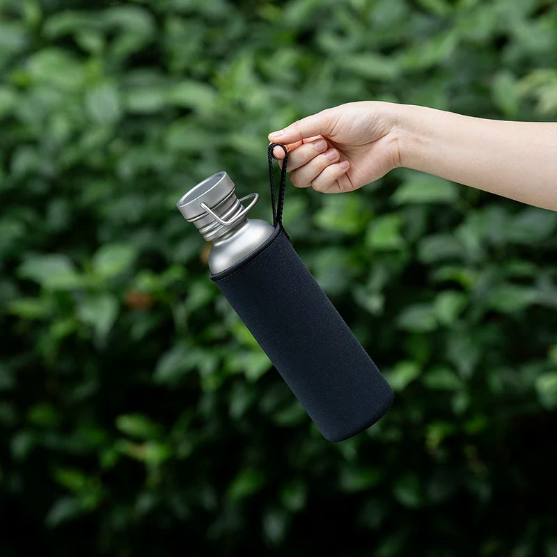 Wide Mouth Titanium Water Bottle - Reusable Sports Drinking Bottle for Camping, Hiking, Climbing, Running & Travel