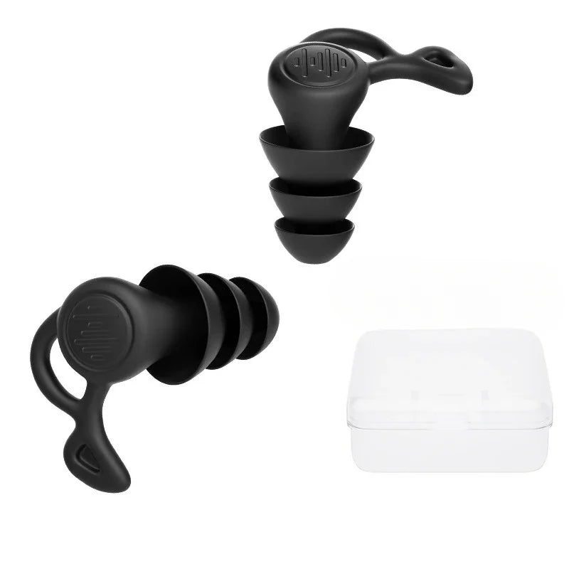 3-Layer Reusable Silicone Earplugs – Waterproof Noise-Cancelling Ear Plugs for Sleeping, Swimming, Diving & Surfing