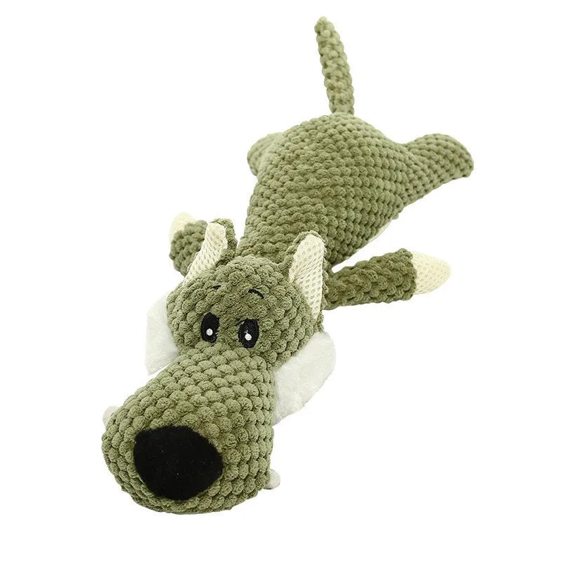 Plush Dog Chew Toy - Bite-Resistant Squeaky Teeth Cleaning Toy for Small Dogs