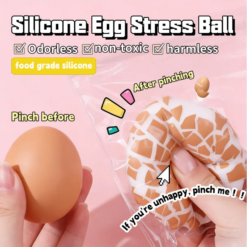 Soft Simulated Egg Stress Relief Toy - Novel Squeeze Fidget Toy for Kids & Adults, Disposable Eggshell Design