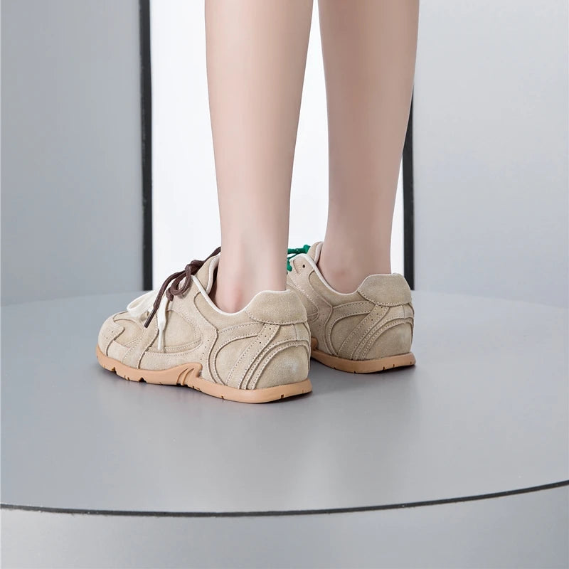 AIYUQI Women’s Sneakers 2025 — Non-Slip Leather Running & Training Shoes, Flat Large-Size Sports Shoes