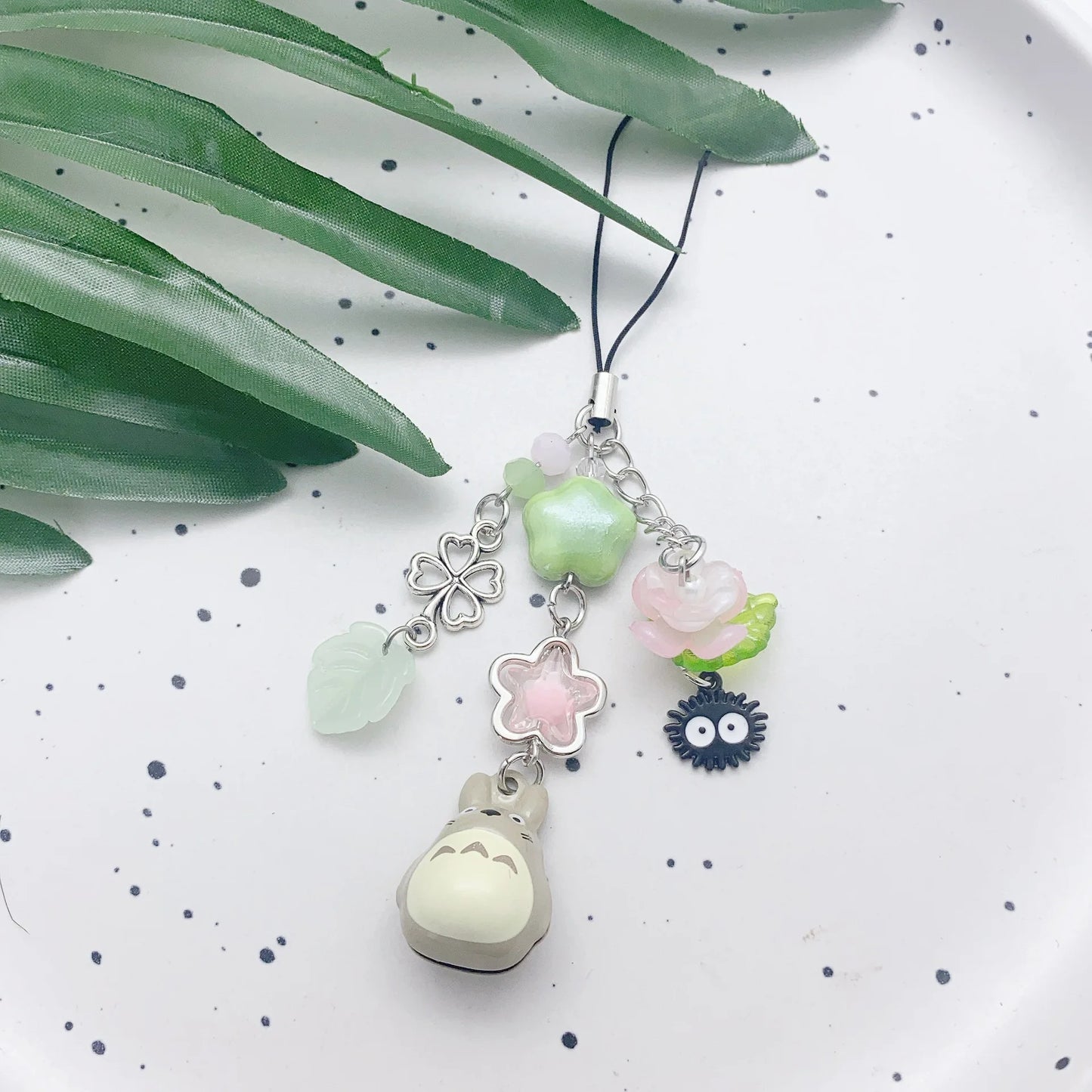 Handmade Cat Phone Charm - Four Leaf Clover Beaded Y2K Fairy Core Keychain & Bag Pendant Accessory