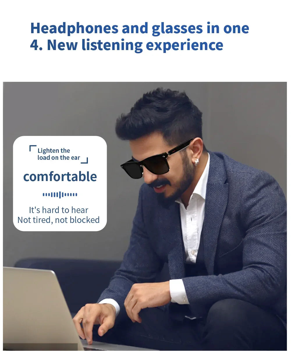 Hiwego Camera Smart Music Sunglasses – Wireless Bluetooth Headset with HIFI Sound, Earphones, Hands-Free Call & Driving Glasses