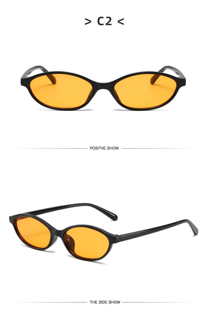 Retro Oval Frame Sunglasses — Trendy Small Frame Punk Cat Eye Sunshade Glasses, Personalized Fashion Sun Protection Eyewear