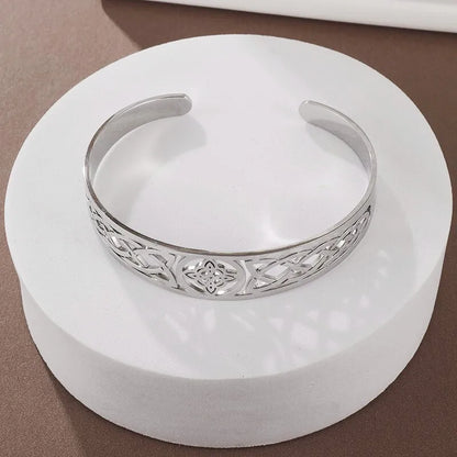 Witch Knot Cuff Bracelet - Stainless Steel Pagan Magic Knot Good Luck Amulet Celtic Knot Jewelry