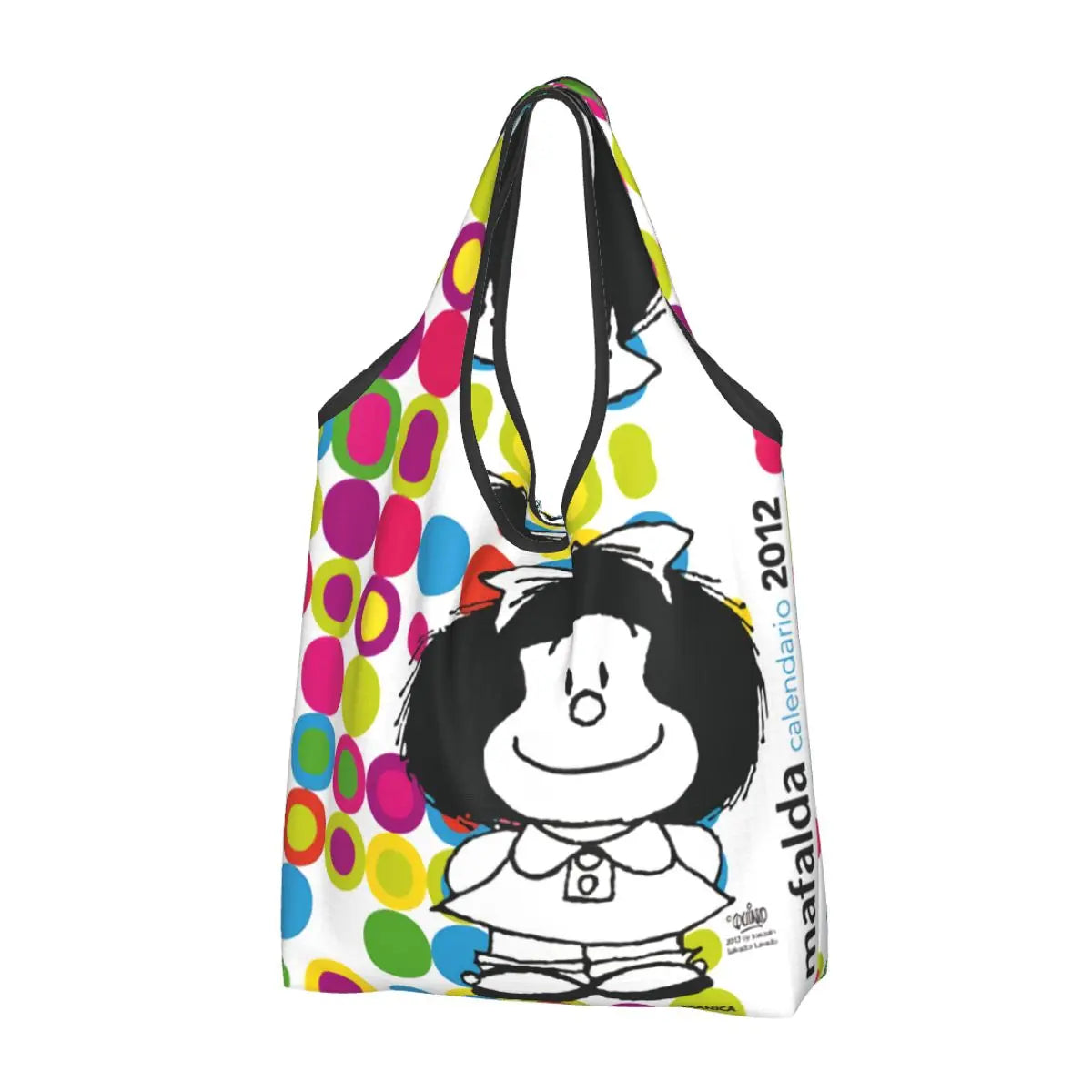 Anime Mafalda Cartoon Grocery Tote Bag – Large Capacity Fashion Shopper Shoulder Handbag, Portable Kawaii Canvas Bag for Everyday Use