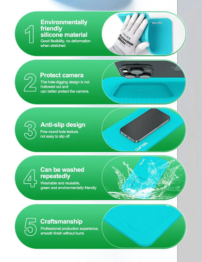 Relife RL-004DM Professional Anti-Slip Silicone Pad – Multi-Device Camera Protection Film for Repair Work