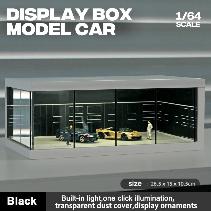 1/64 Scale Model Parking Space — Simulated Scene with Lights for Car Display (Figures & Cars Not Included)