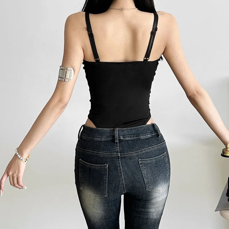 Women’s Solid Color Lace Mesh Jumpsuit – Sleeveless Summer Bodysuit & Casual Street Outfit