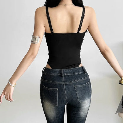 Women’s Solid Color Lace Mesh Jumpsuit – Sleeveless Summer Bodysuit & Casual Street Outfit
