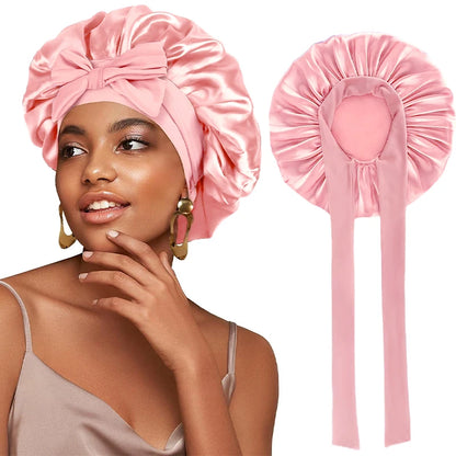 New Satin Sleeping Hat for Women – Stretchy Tie Band, Adjustable Night Shower Cap, Hair Head Cover Bonnet Turban