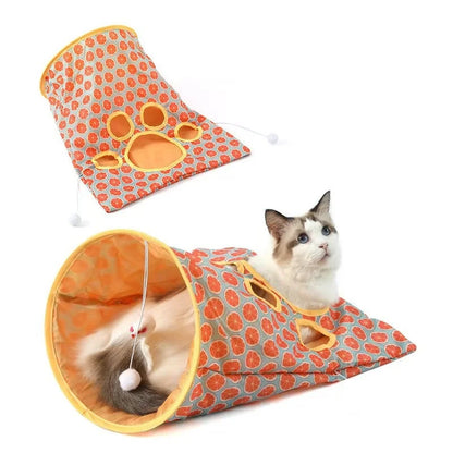 Interactive Cat Hide-and-Seek Toy - Foldable Tunnel and Hidden Mouse Hunting Game for Indoor Play and Kitten Enrichment