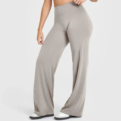 Women's Straight Leg Yoga Pants - Mid-Waist Naked-Feel Pilates & Running Trousers