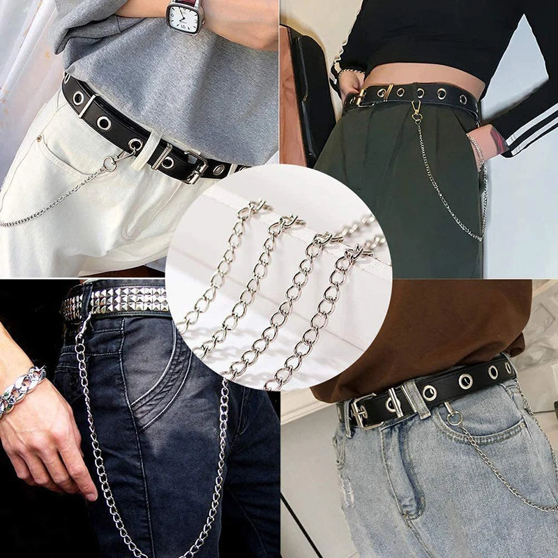 Punk Street Moon & Star Keychain – Goth Skull Rivet Waist Chain for Jeans, Unisex Rock Accessories